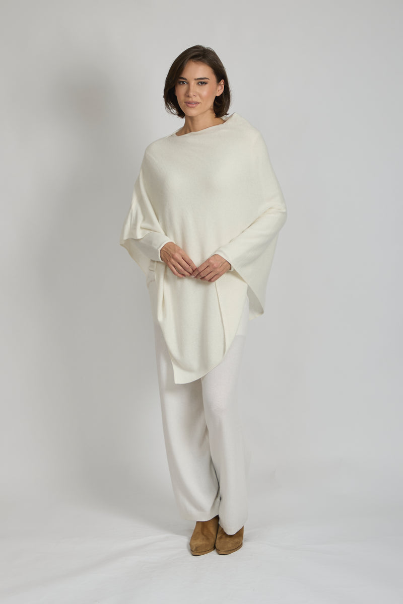 CASHMERE PONCHO-OFF WHITE