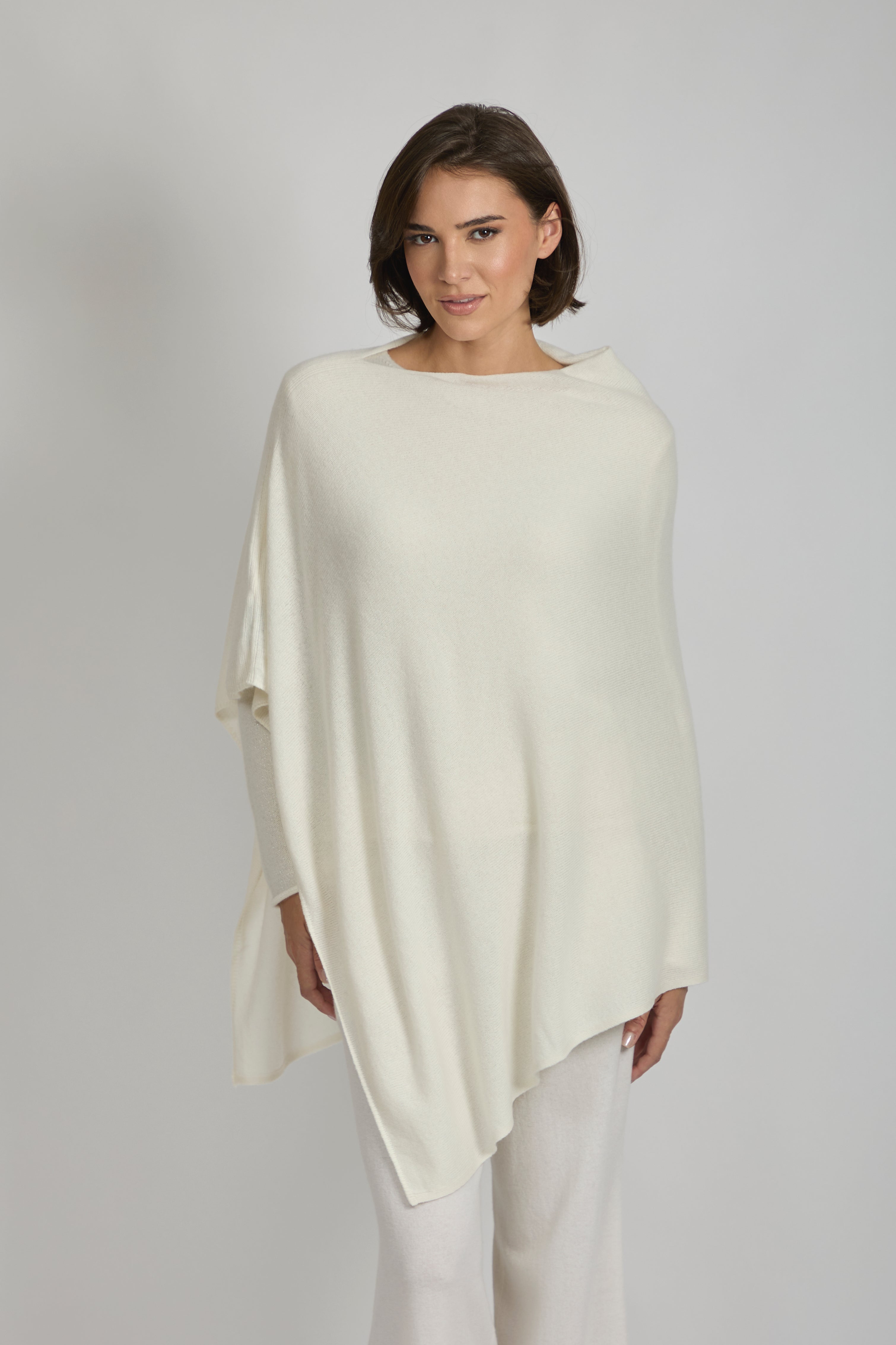 CASHMERE PONCHO-OFF WHITE