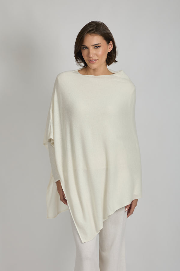 CASHMERE PONCHO-OFF WHITE