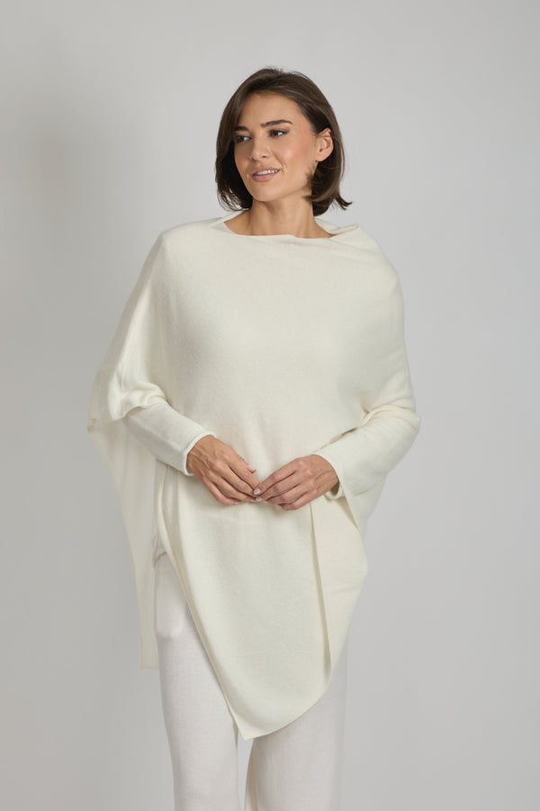 CASHMERE PONCHO-OFF WHITE