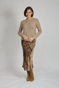 VELVET SKIRT-BEIGE