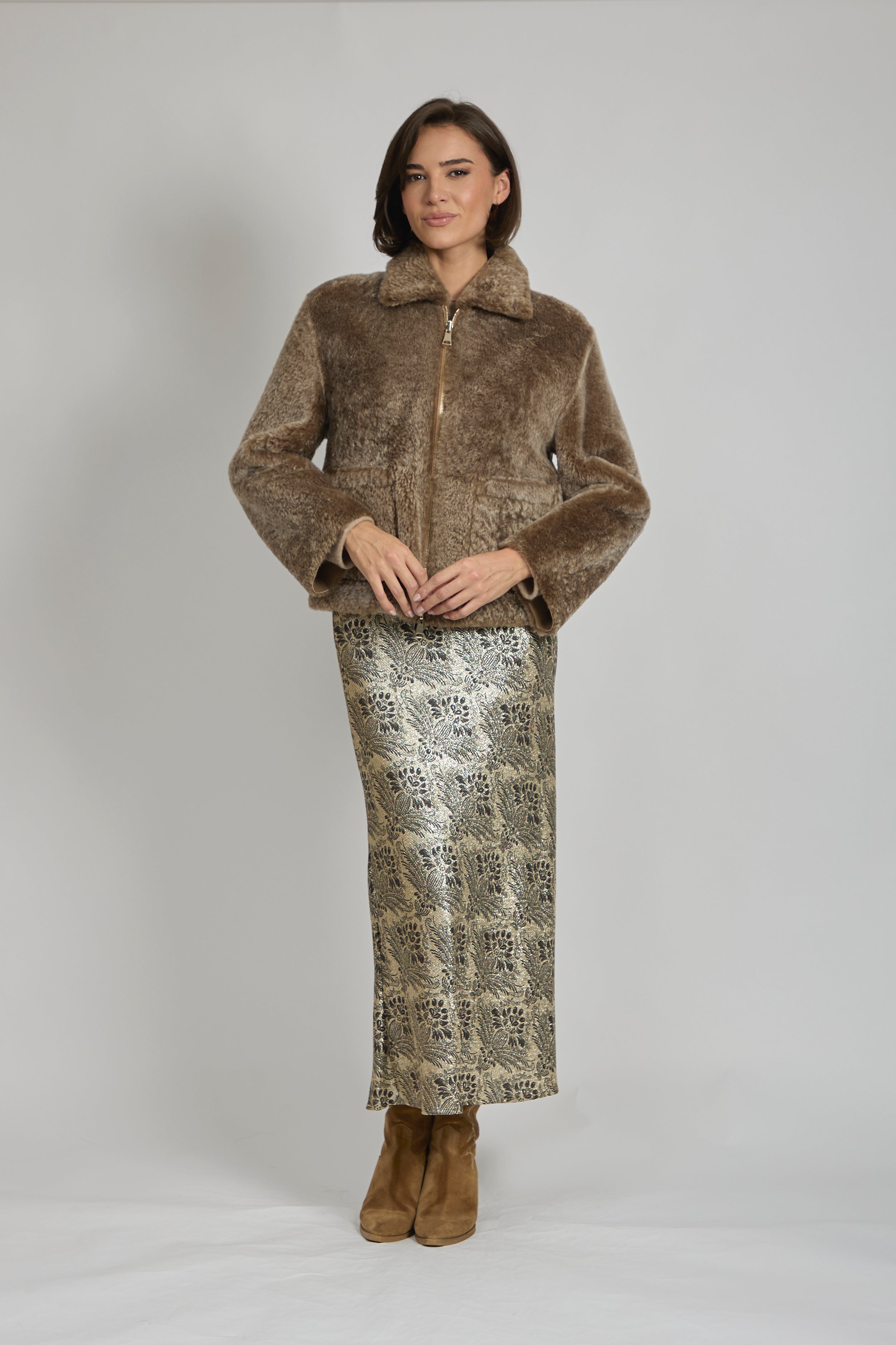 PRINTED SKIRT-GOLD