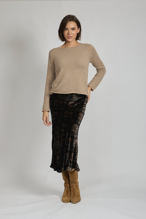 PRINTED VELVET SKIRT