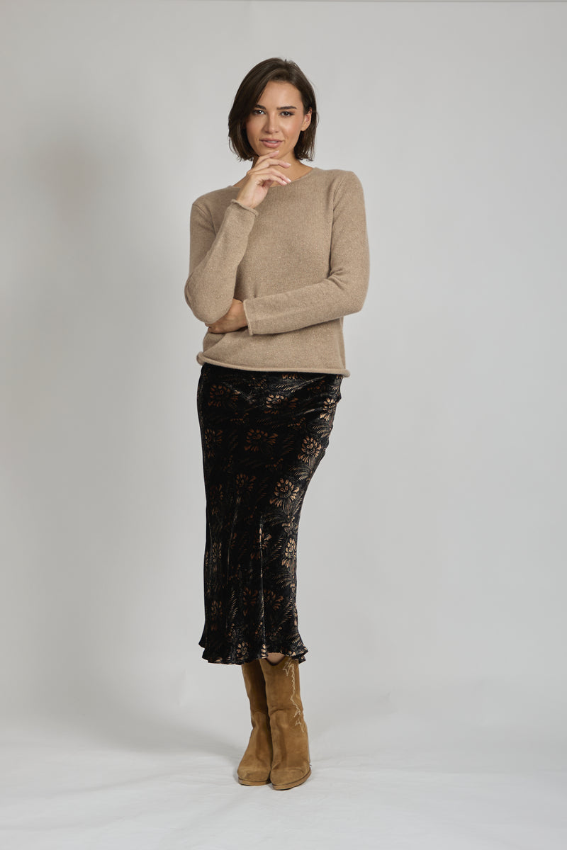 PRINTED VELVET SKIRT