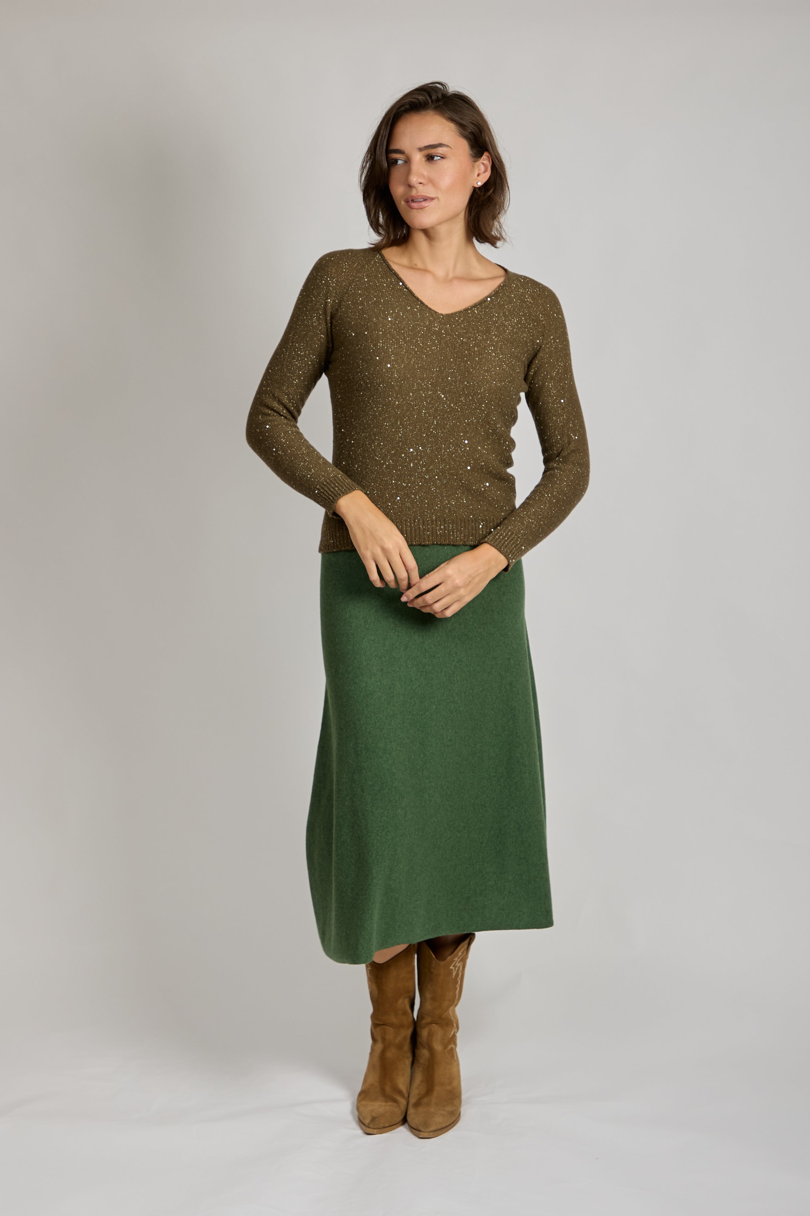 Cashmere Skirt Emerald
