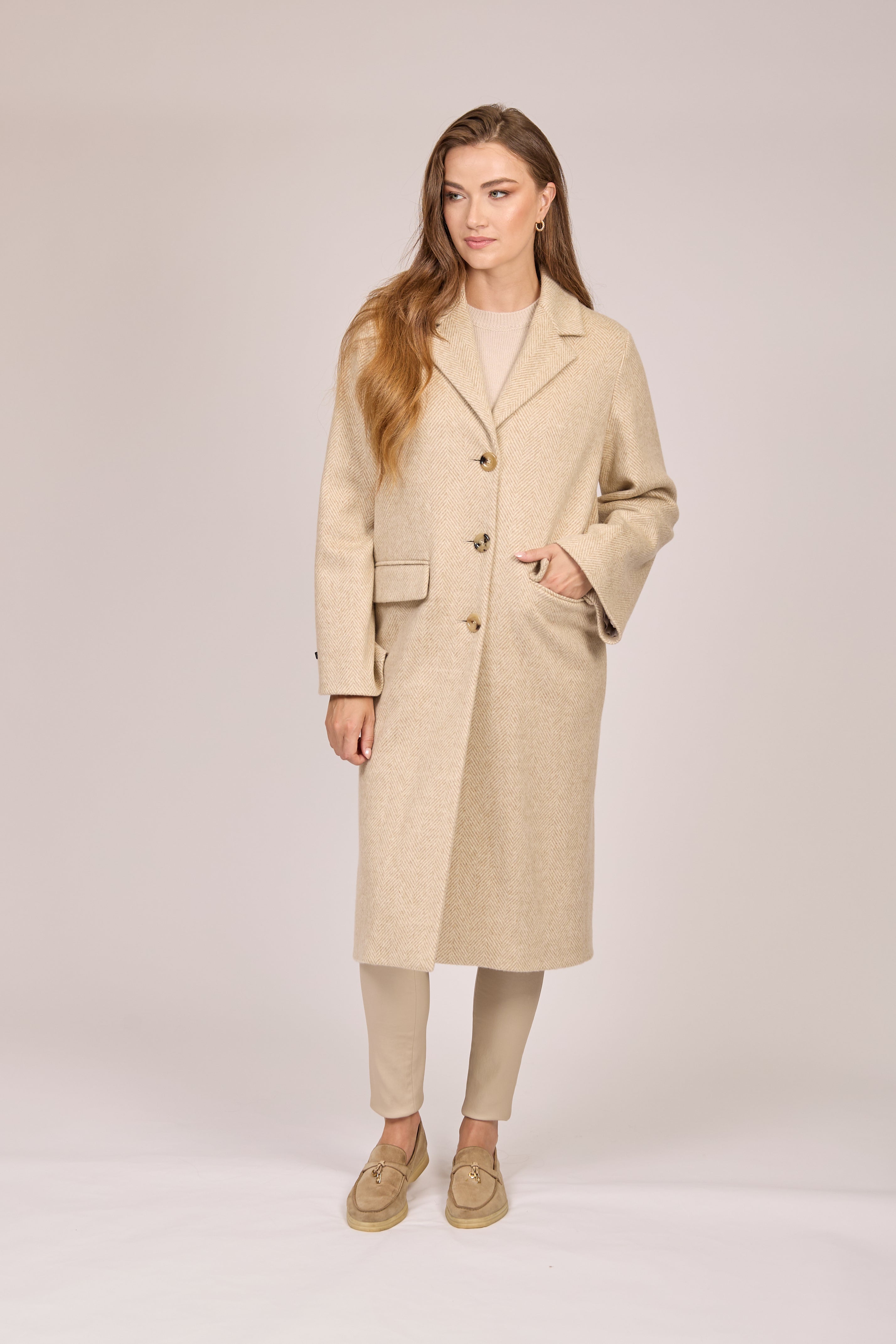 Manteau en cachemire à chevrons