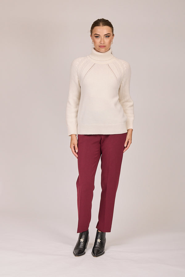 TROUSERS ELASTIC BACK - BORDEAU