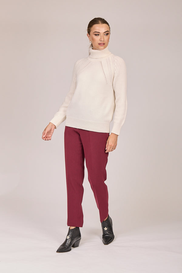 TROUSERS ELASTIC BACK - BORDEAU