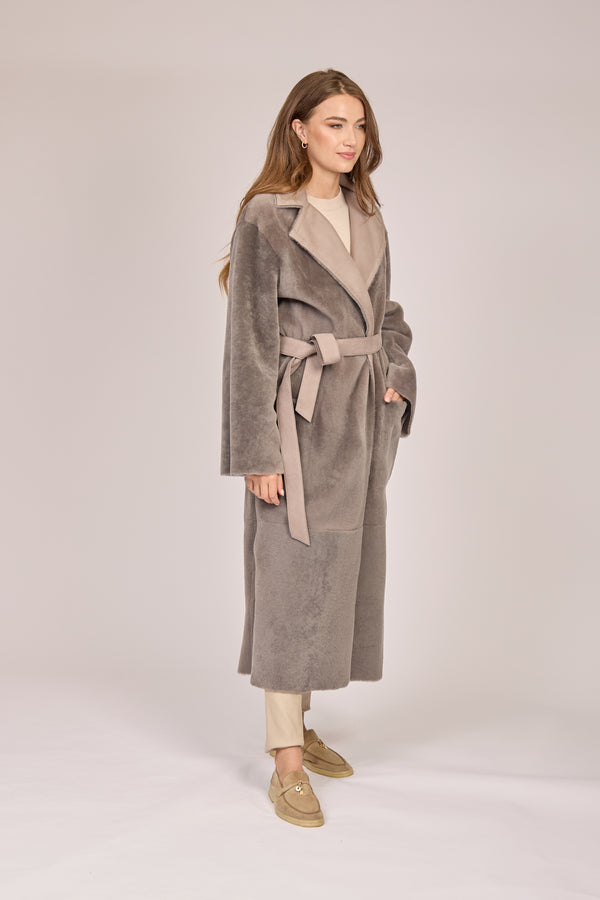 SHEARLING COAT-TAUPE