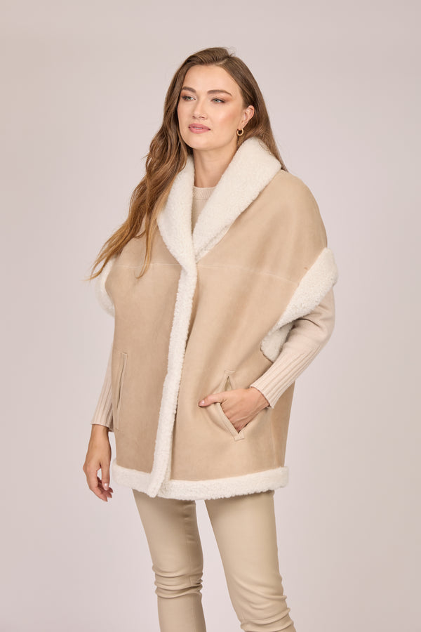 SHEARLING CAPE-CORDA