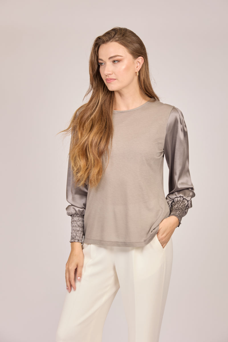 TOP WITH SILK SLEEVES-TORTORA