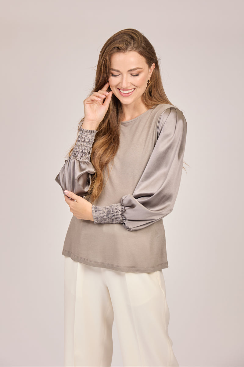 TOP WITH SILK SLEEVES-TORTORA