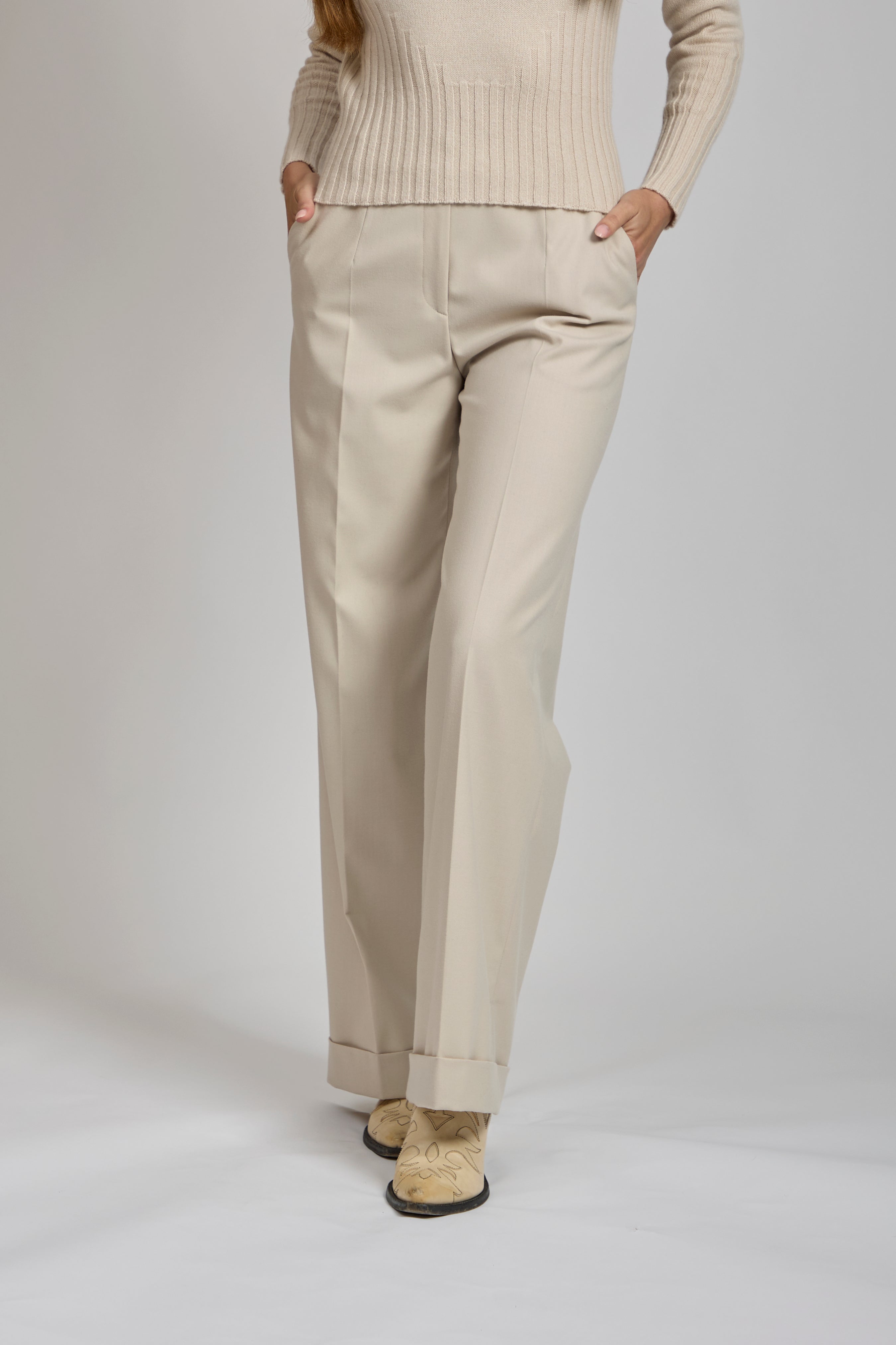 Pantalon en tricot de cachemire naturel