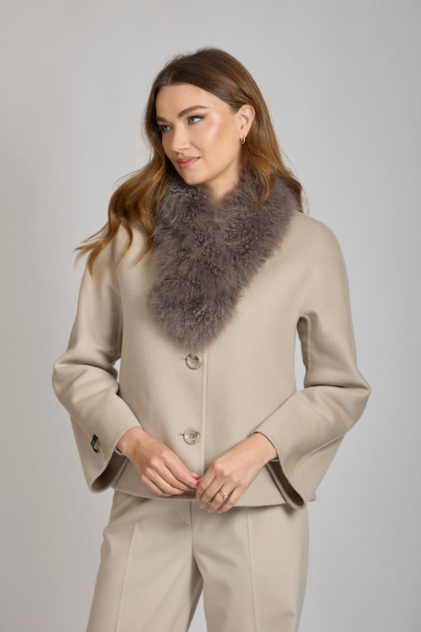 CASHMERE GOAT SCARF-TAUPE