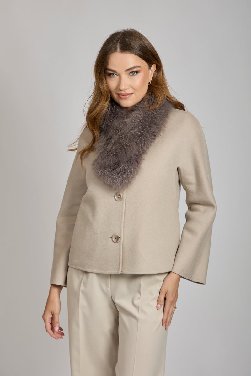 CASHMERE GOAT SCARF-TAUPE