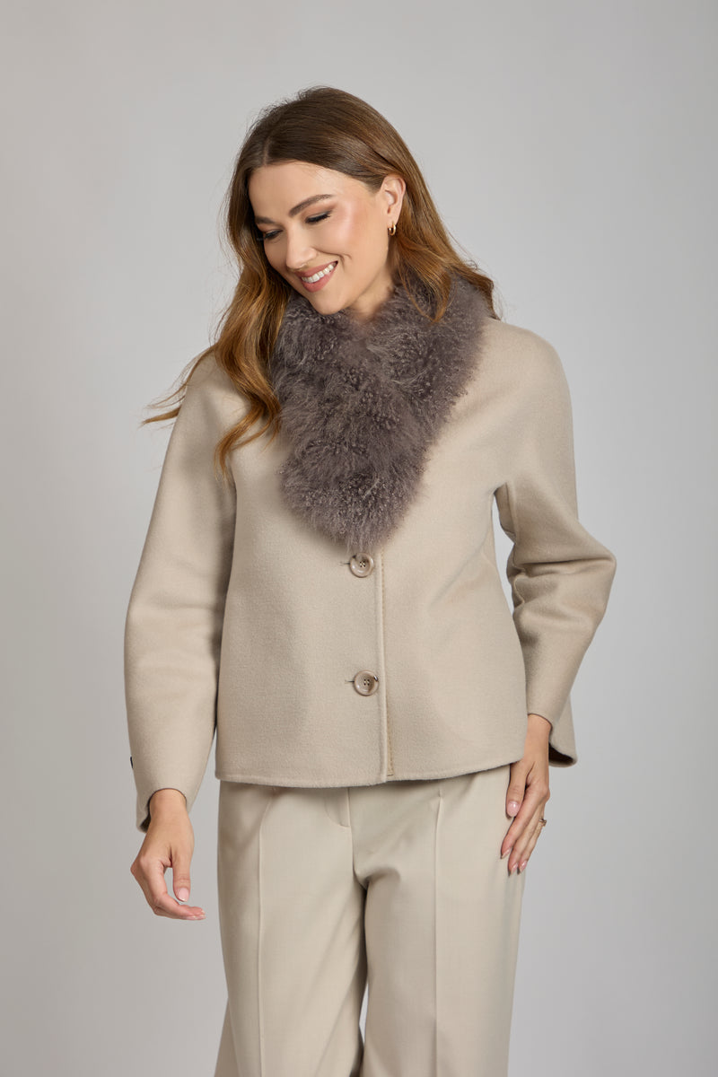CASHMERE GOAT SCARF-TAUPE