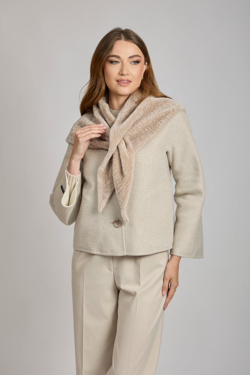 SHEARLING SHAWL-BEIGE