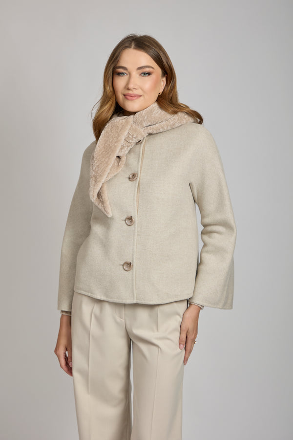 SHEARLING SHAWL-BEIGE
