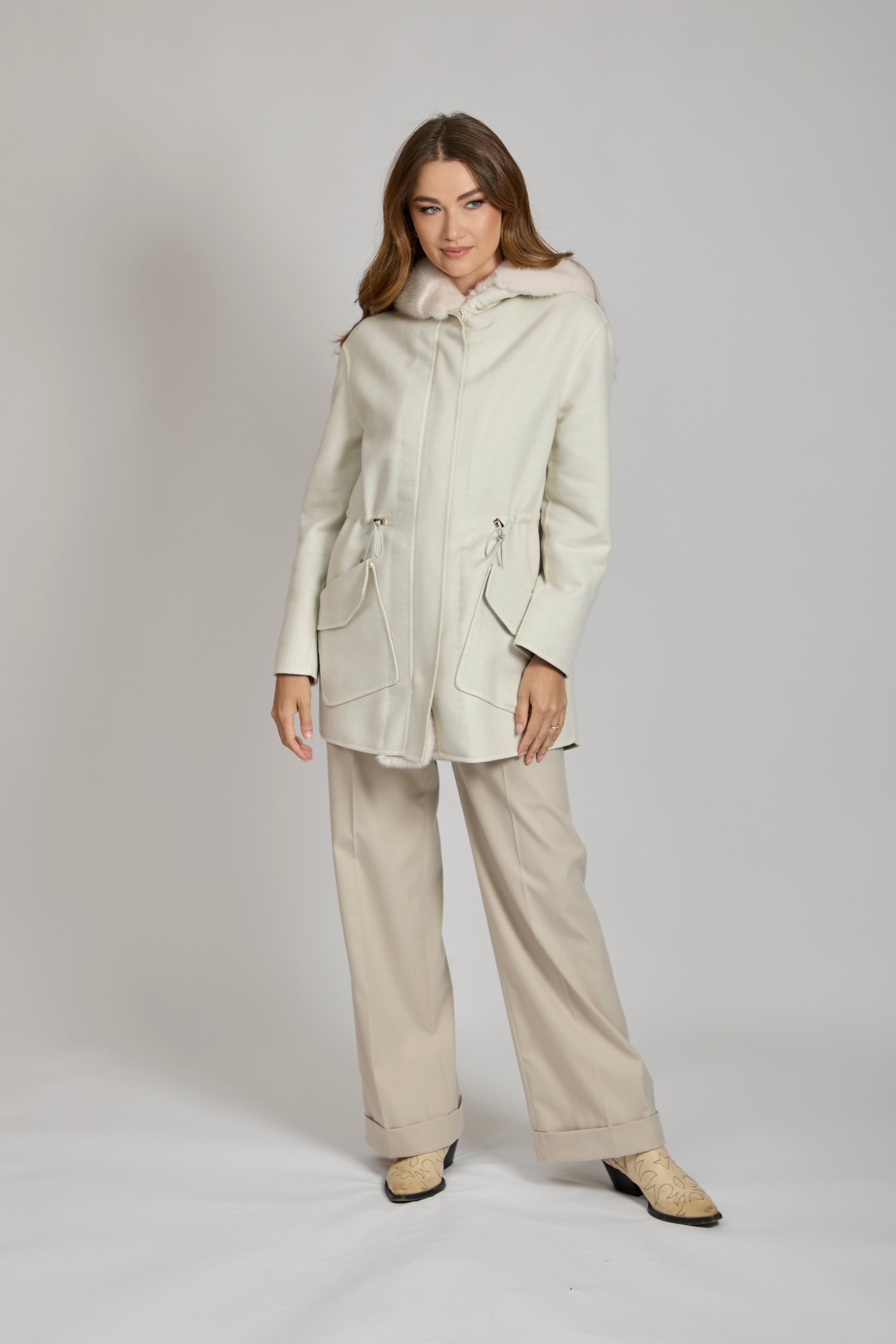 PARKA WITH MINK DETAILS-ANGORA