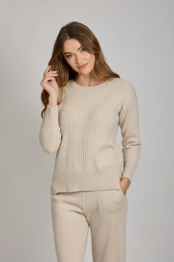 CREW NECK JUMPER-BEIGE