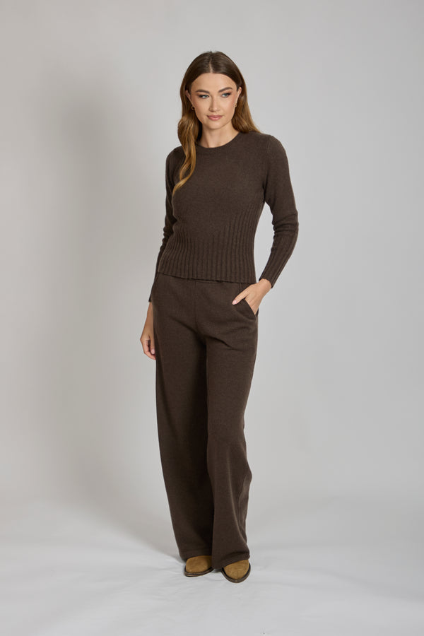 CREW NECK JUMPER- MARRONE