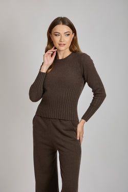 CREW NECK JUMPER- MARRONE