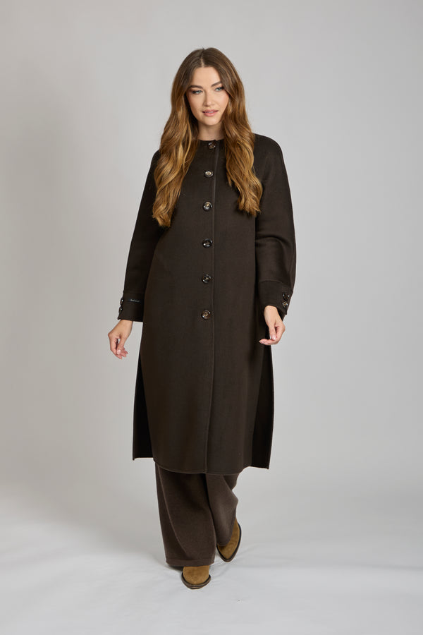 LONG COAT WITH CASHMERE DETAILS -CARRUBA