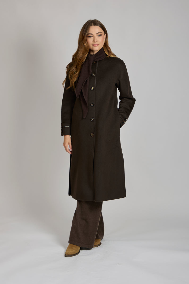 LONG COAT WITH CASHMERE DETAILS -CARRUBA