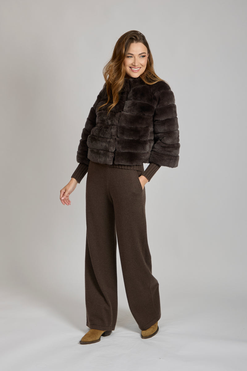 SHORT REX JACKET-BROWN
