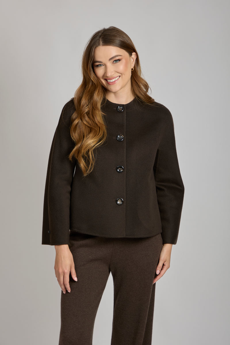 SHORT JACKET WITH LEATHER DETAILS-CARRUBA