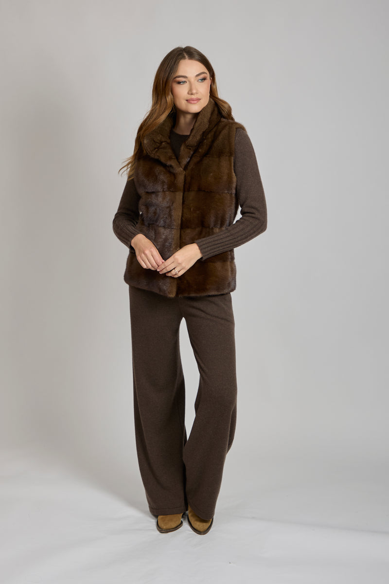 MINK VEST-BROWN