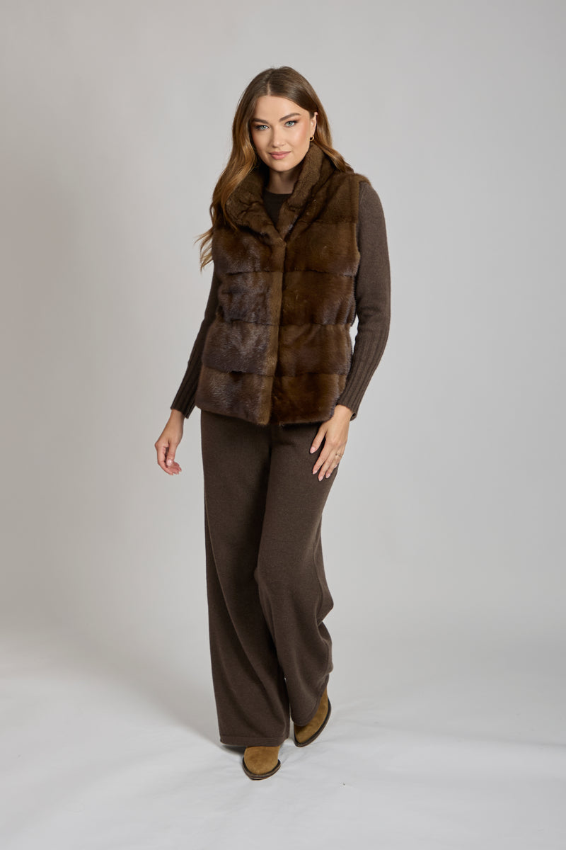MINK VEST-BROWN