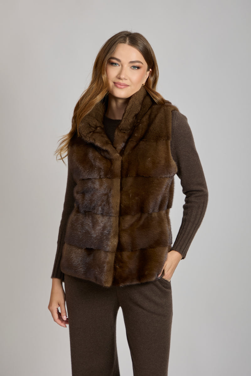 MINK VEST-BROWN