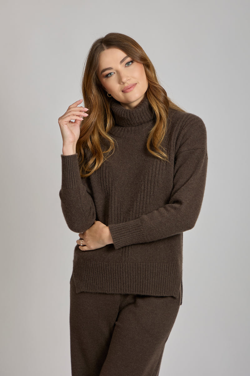 HIGH NECK JUMPER-MARRONE