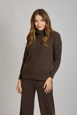 HIGH NECK JUMPER-MARRONE