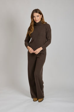 CASHMERE TROUSESR -MARRONE