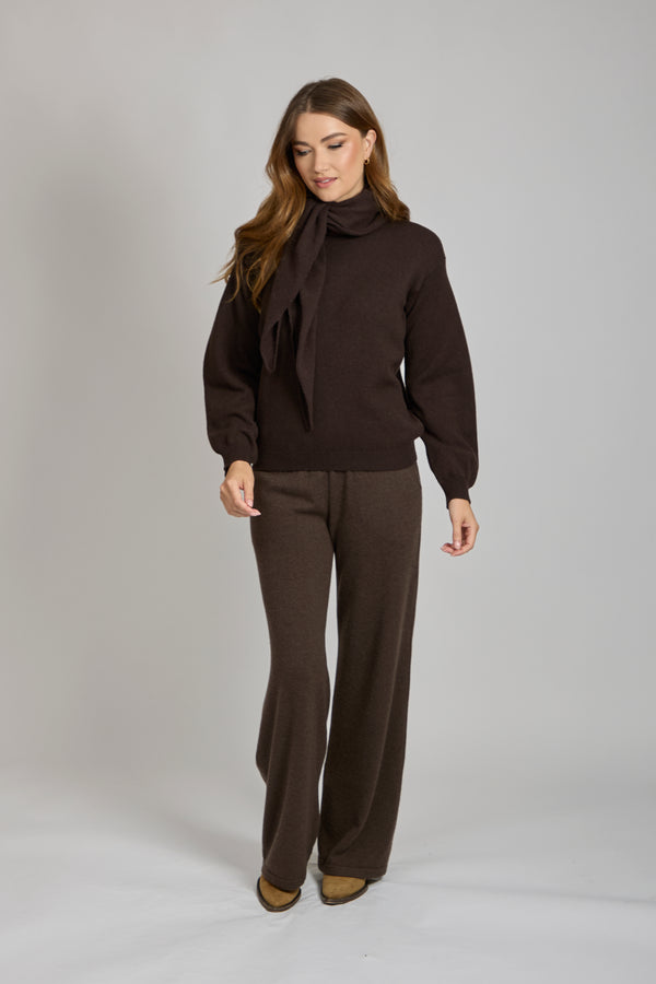 CASHMERE JUMPER WITH SCARF-CARRUBA