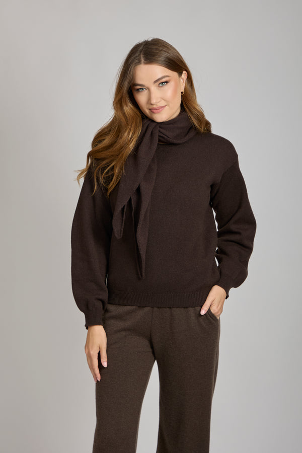 CASHMERE JUMPER WITH SCARF-CARRUBA