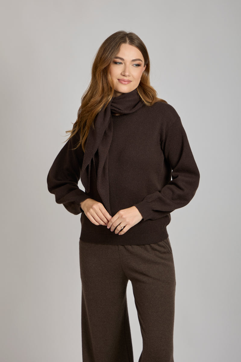 CASHMERE JUMPER WITH SCARF-CARRUBA