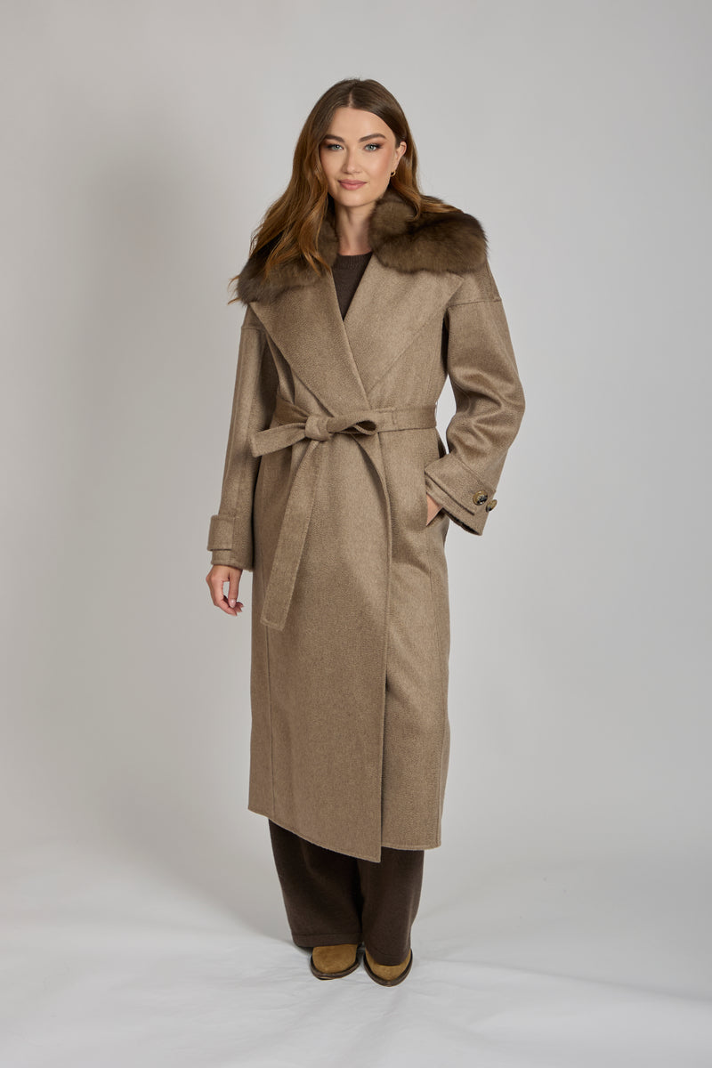 COAT WITH SABLE COALLAR- CARA/GRAFITTE