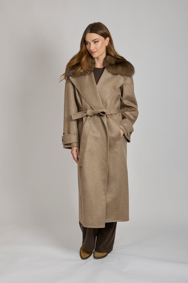 COAT WITH SABLE COALLAR- CARA/GRAFITTE