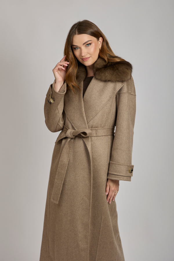 COAT WITH SABLE COALLAR- CARA/GRAFITTE