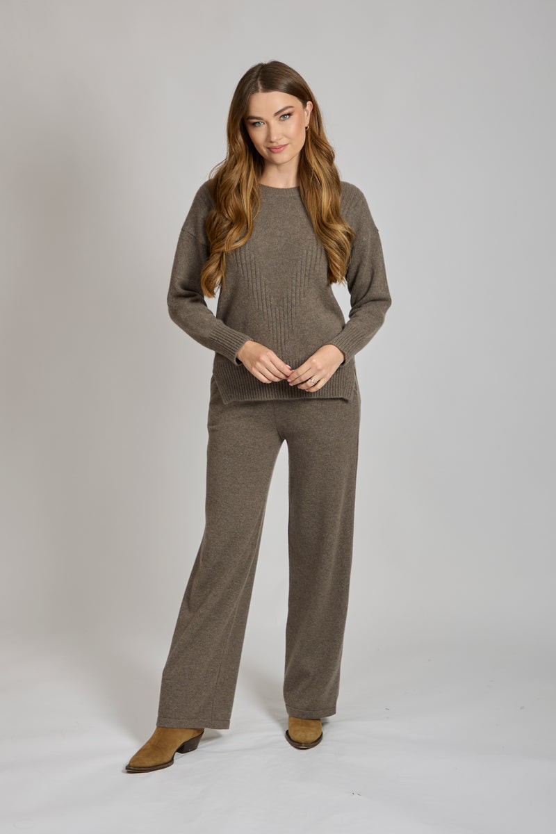 CASHMERE TROUSERS-TAUPE