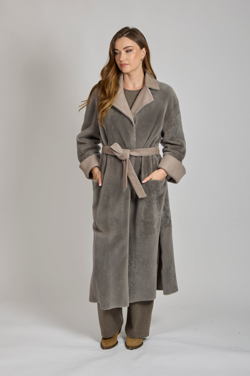 SHEARLING COAT-TAUPE