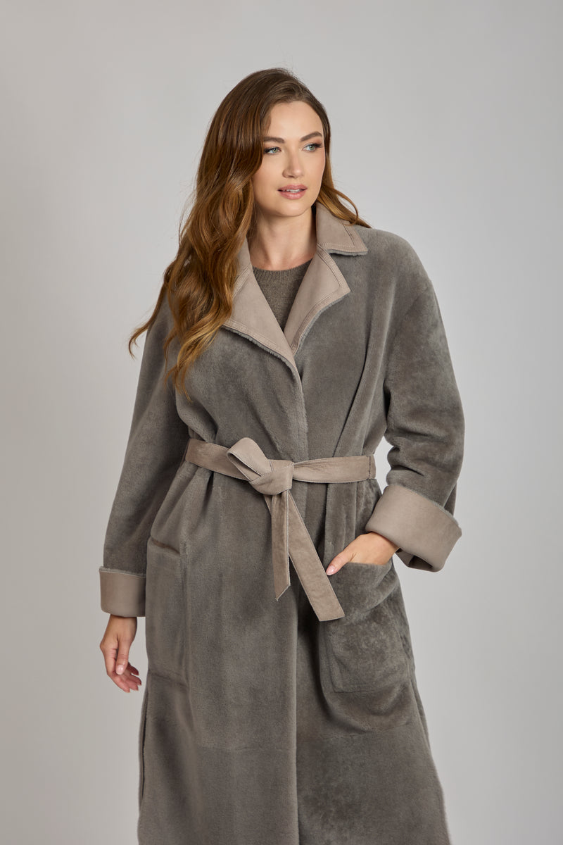 SHEARLING COAT-TAUPE