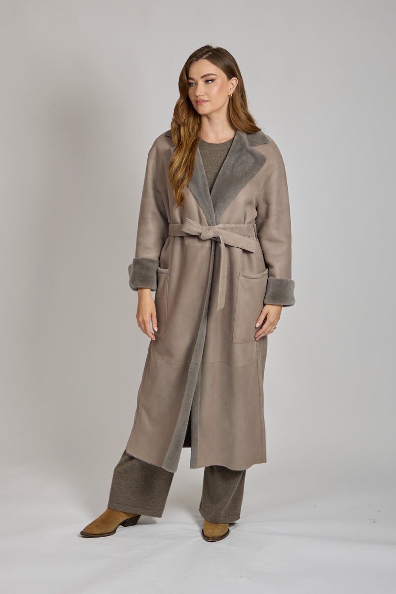 SHEARLING COAT-TAUPE