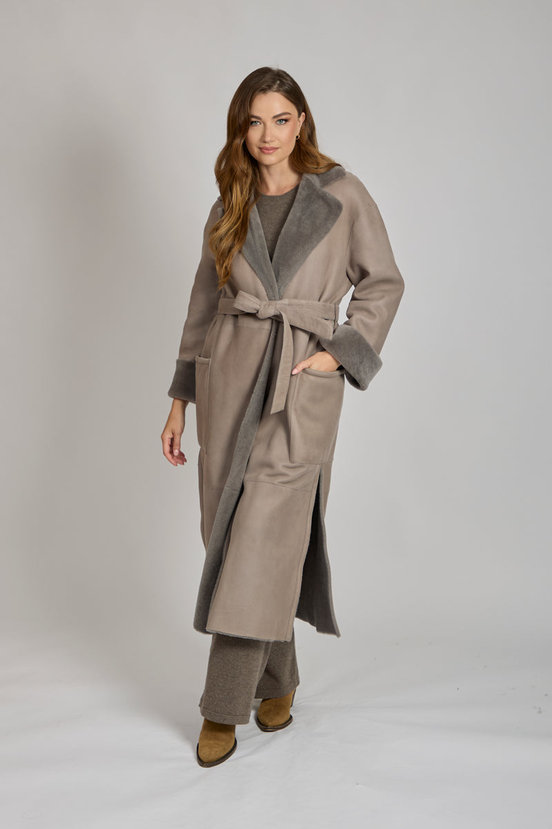 SHEARLING COAT-TAUPE