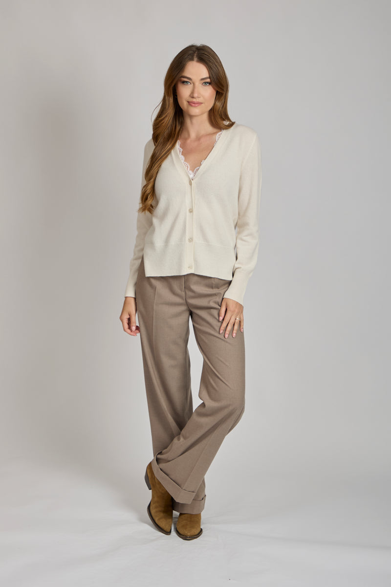 CASHMERE CARDIGAN-WHITE