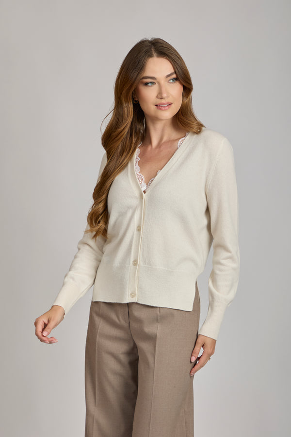 CASHMERE CARDIGAN-WHITE