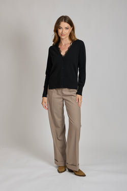 CASHMERE CARDIGAN-BLACK